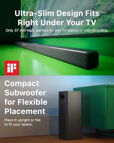 2.1 Soundbar with Wireless Subwoofer and DTS Virtual:X, 240W, Bluetooth 5.4, HDMI ARC, Dark Grey L63400