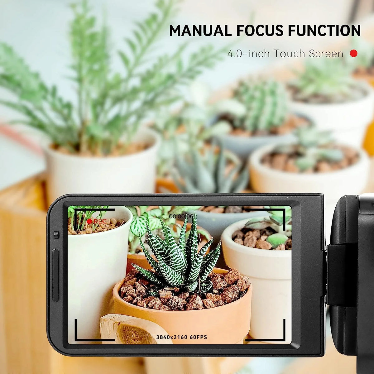 4k Video Camera Camcorder with 18X Digital Zoom, 64MP, 4.0-inch Rotating Touchscreen, 64GB SD Card, Microphone, Remote Control, Durable Battery (Black) E904540