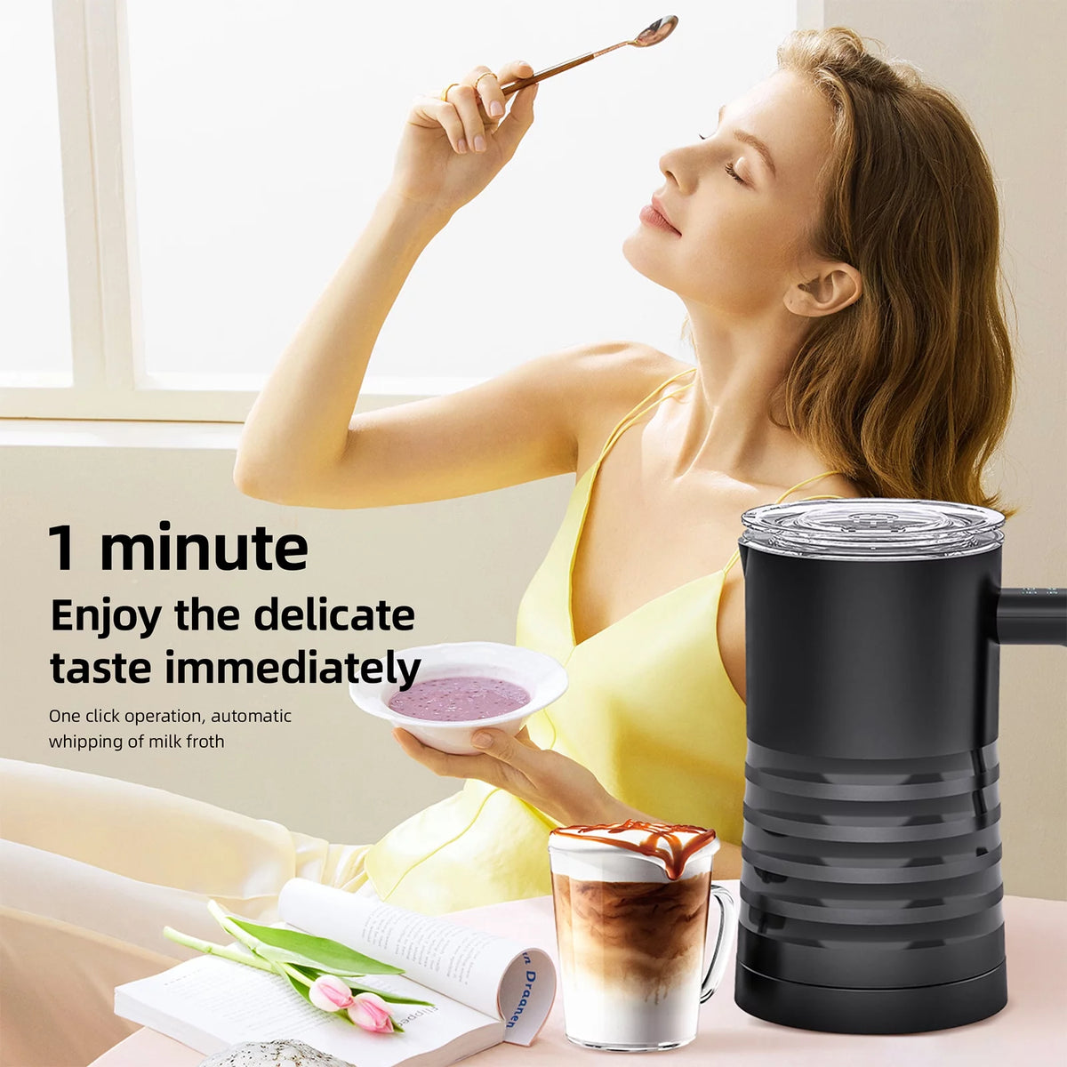Electric Milk Frother and Steamer 4 in 1, 400W Non-Stick 580ml E463109