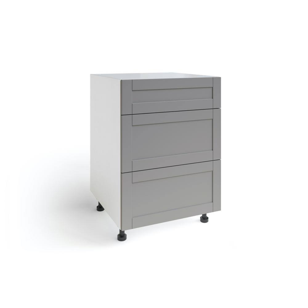 Gray Particle Board Shaker 3-Drawer Base Cabinet Y614