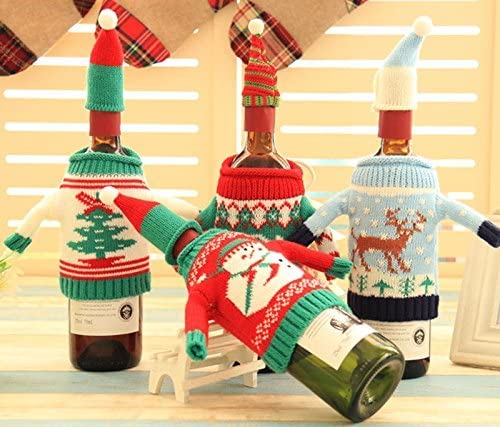 4 Pack Christmas Wine Bottle Covers and Hats Kit R793956