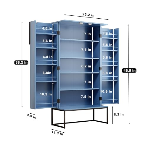 Blue Pantry Cabinet with Adjustable Shelves H280