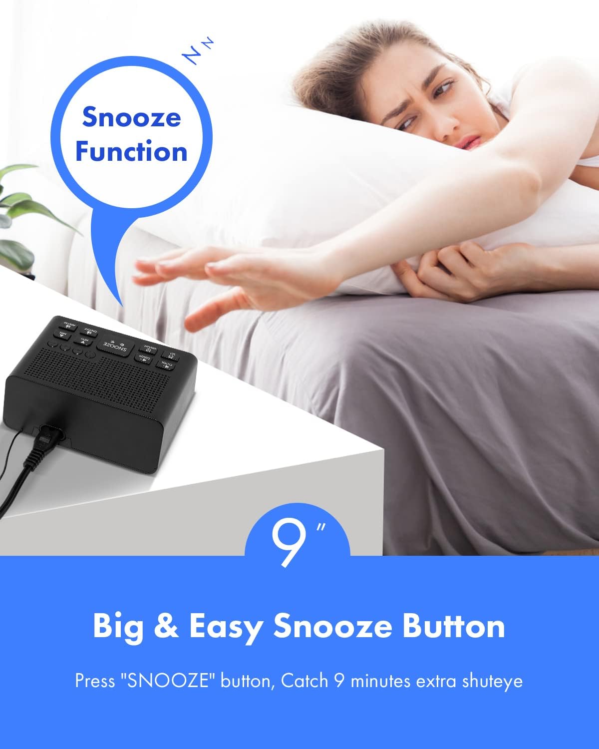 1.4” LED Digital Alarm Clock Radio with AM/FM Radio E38209
