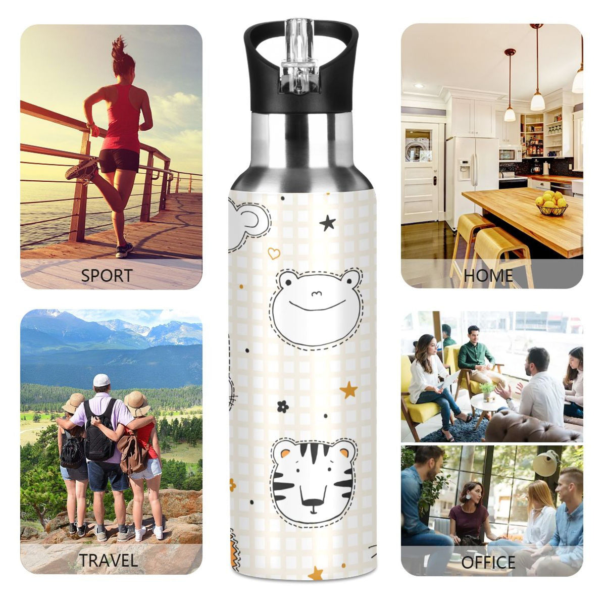 Stainless Steel Insulated Water Bottle with Straw Lid F5288