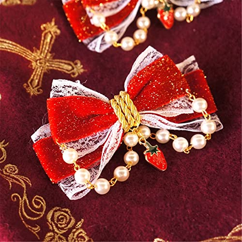 Red Velvet Bow Hair Clips D4973