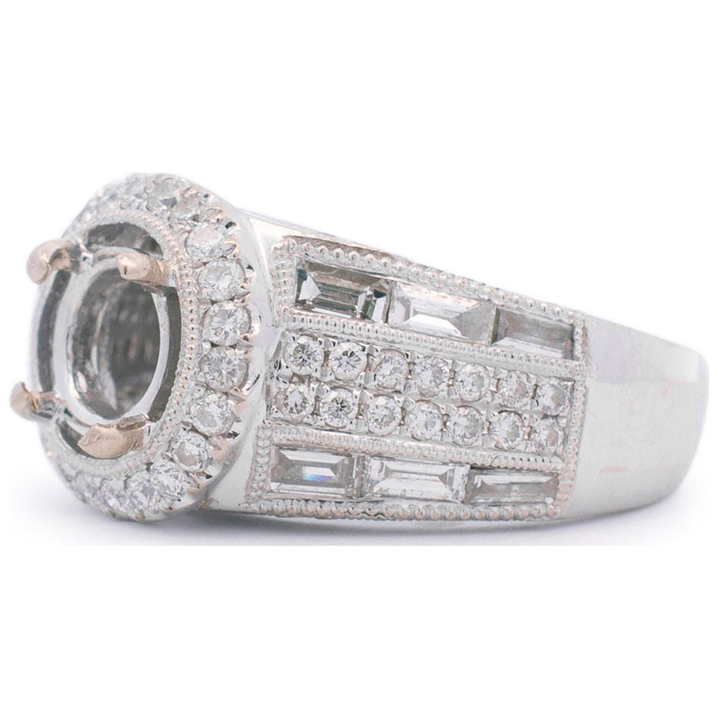 14K White Gold Halo Diamond Engagement Ring M48316