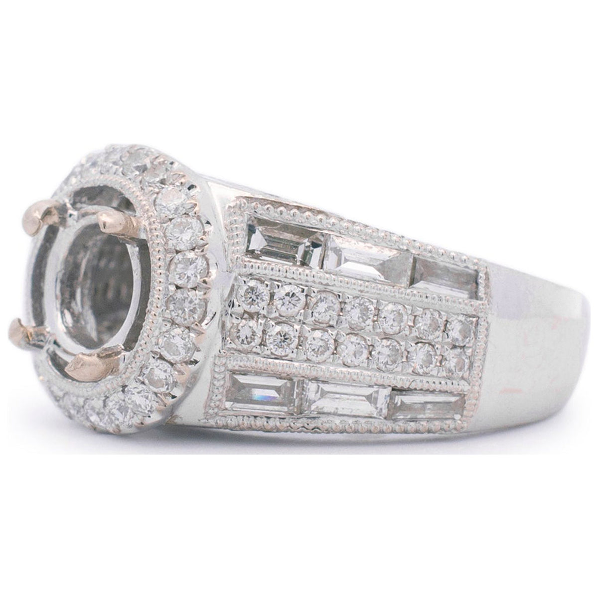 14K White Gold Halo Diamond Engagement Ring M48316
