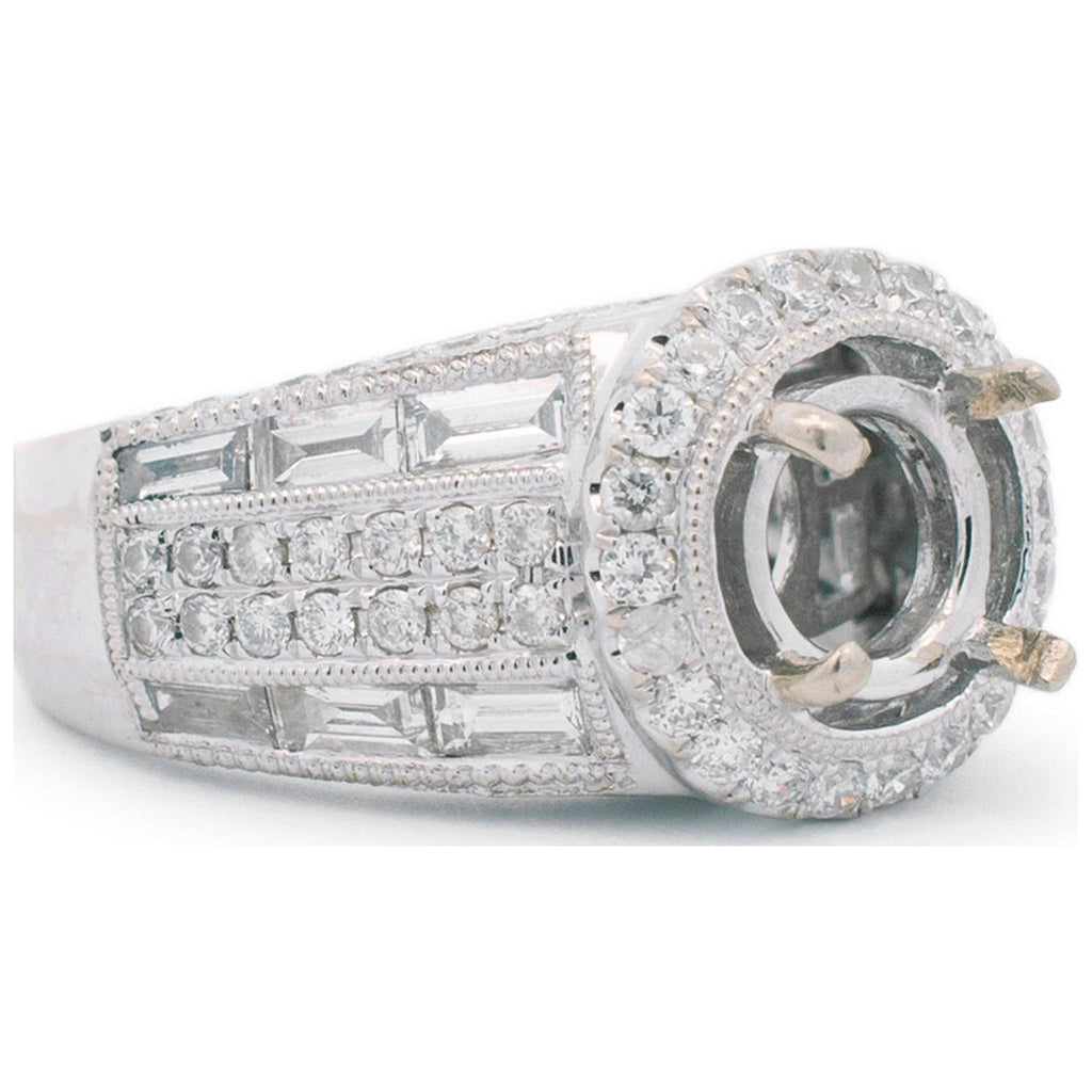 14K White Gold Halo Diamond Engagement Ring M48316