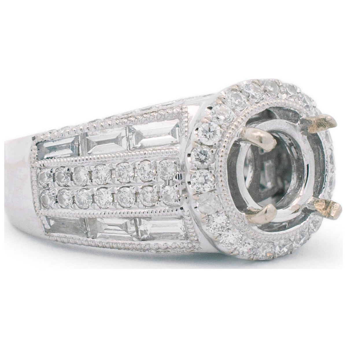 14K White Gold Halo Diamond Engagement Ring M48316