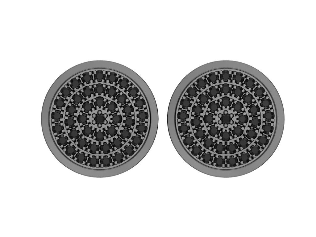 Black Diamond Double Halo Screw Back Stud Earring U53856