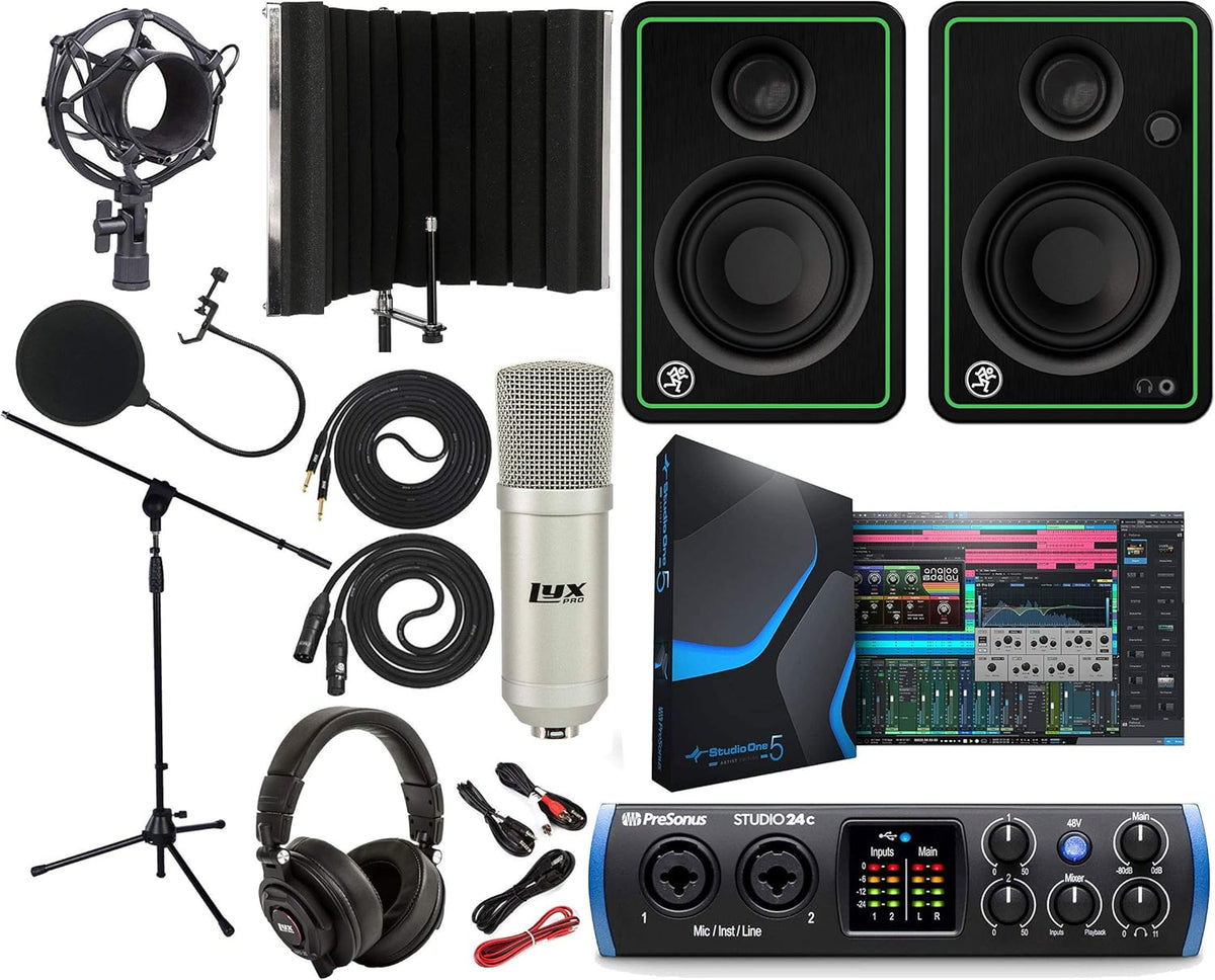 2x2 USB Type-C Audio Interface with Multimedia Monitors and Microphone Isolation Shield C476224