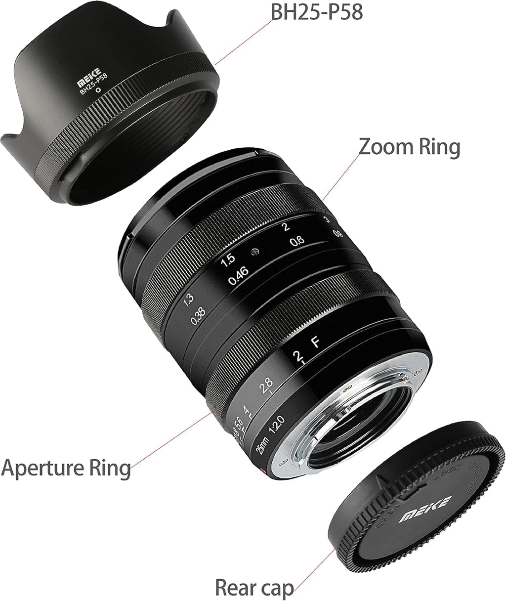 25mm F2.0 M43 Wide Angle Manual Lens for MFT Mount Mirrorless Cameras P28948