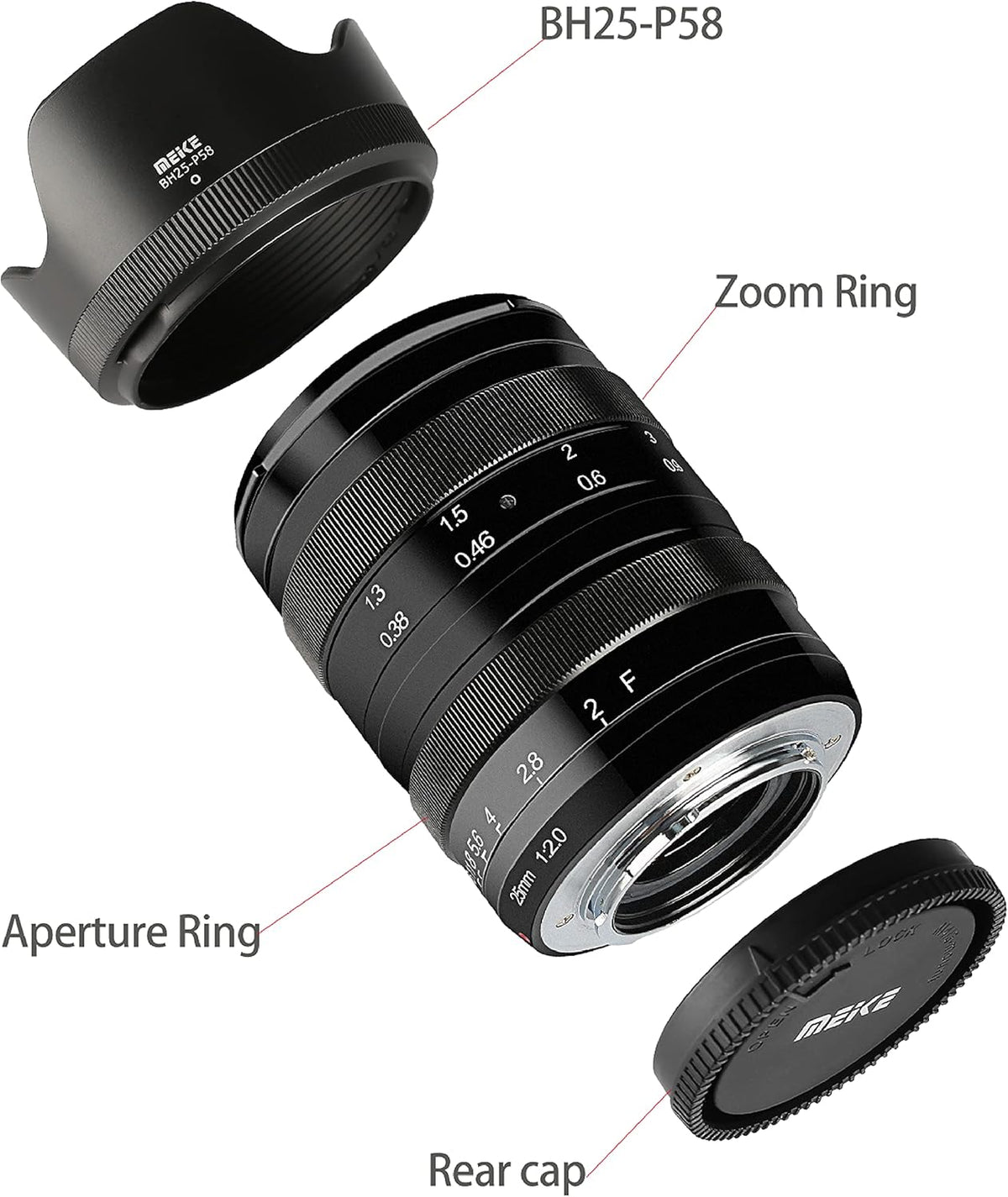 25mm F2.0 M43 Wide Angle Manual Lens for MFT Mount Mirrorless Cameras P28948