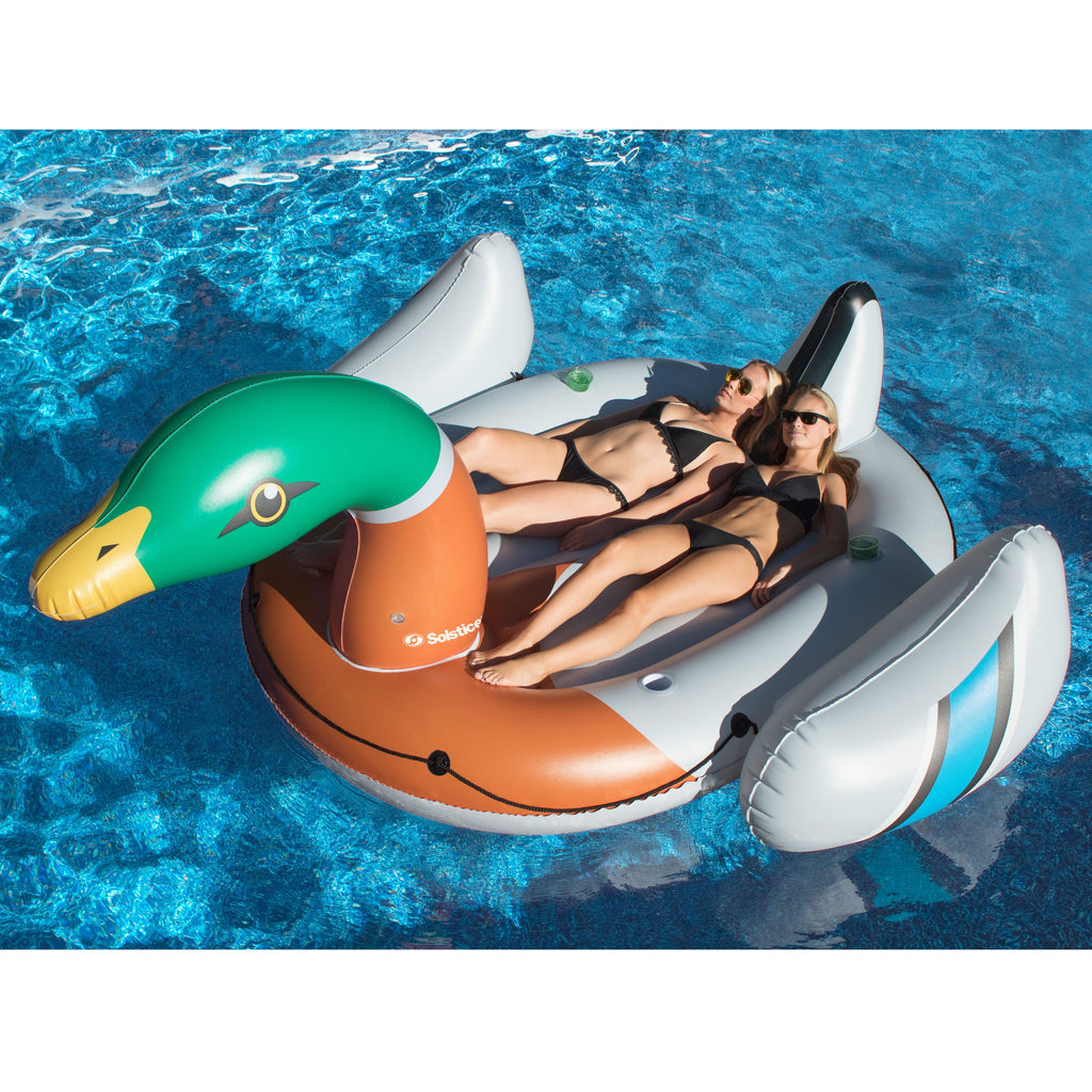 Giant Inflatable Ride On 131 Inch Swimming Pool Duck Island Float C82766