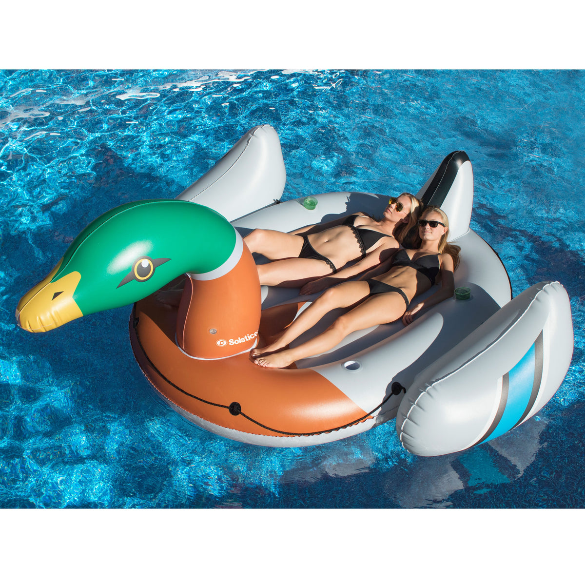 Giant Inflatable Ride On 131 Inch Swimming Pool Duck Island Float C82766