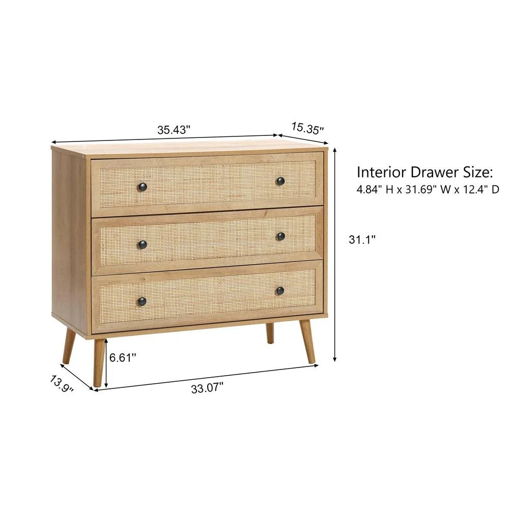Light Oak Finish 3-Drawer Wood Dresser Z1002
