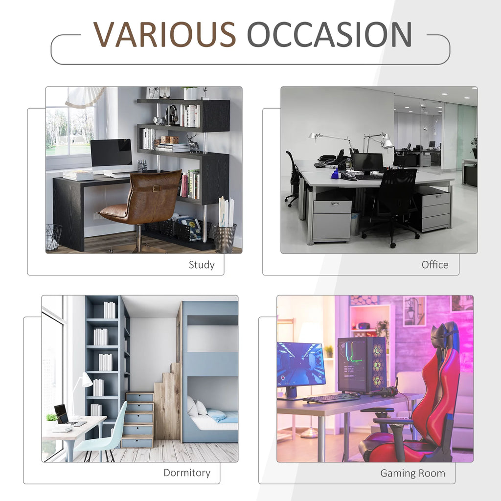 Black L-Shaped Computer Desk with Display Shelves W801120