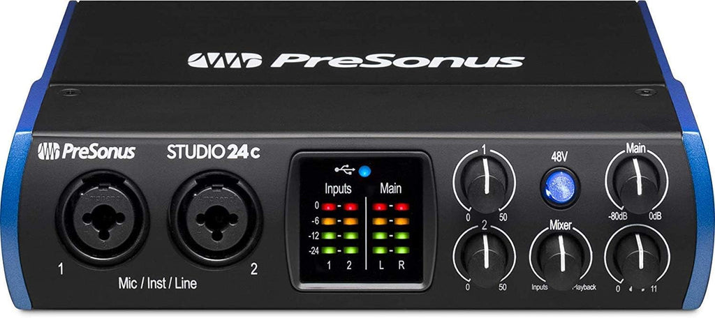 2x2 USB Type-C Audio Interface with Multimedia Monitors and Microphone Isolation Shield C476224