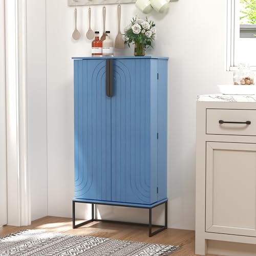Blue Pantry Cabinet with Adjustable Shelves H280