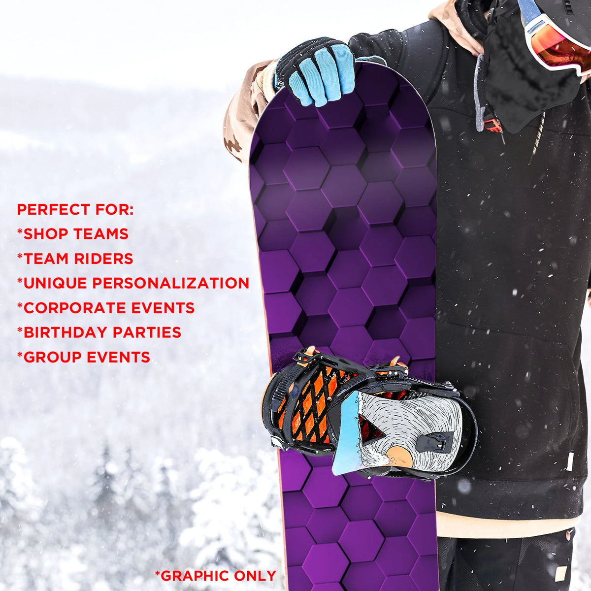 Purple Hex 3D Gradient Snowboard Wrap Sticker Skin Cover V212787