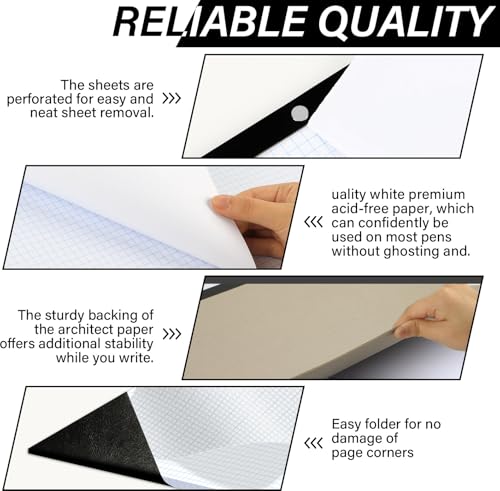 2 Pads Large Engineering Graph Paper 22x17 inch 1/4inch Quad Grid E32708
