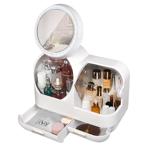 White 15" L×8.5"W×12"H Desktop Makeup Box with Drawers C4213