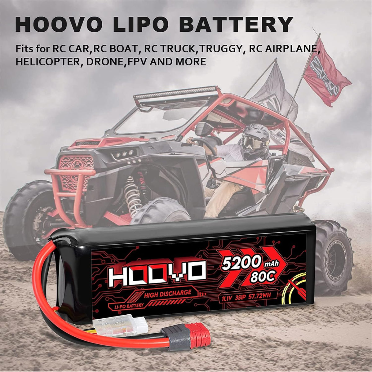 3S 11.1V 80C 5200mAh LiPo Battery with Deans T Plug 2 Packs E1866