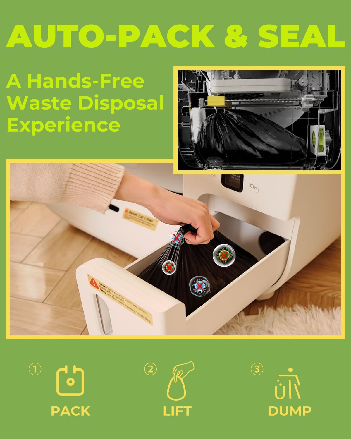 Automatic Self Cleaning Cat Litter Box with Trash Bags O670