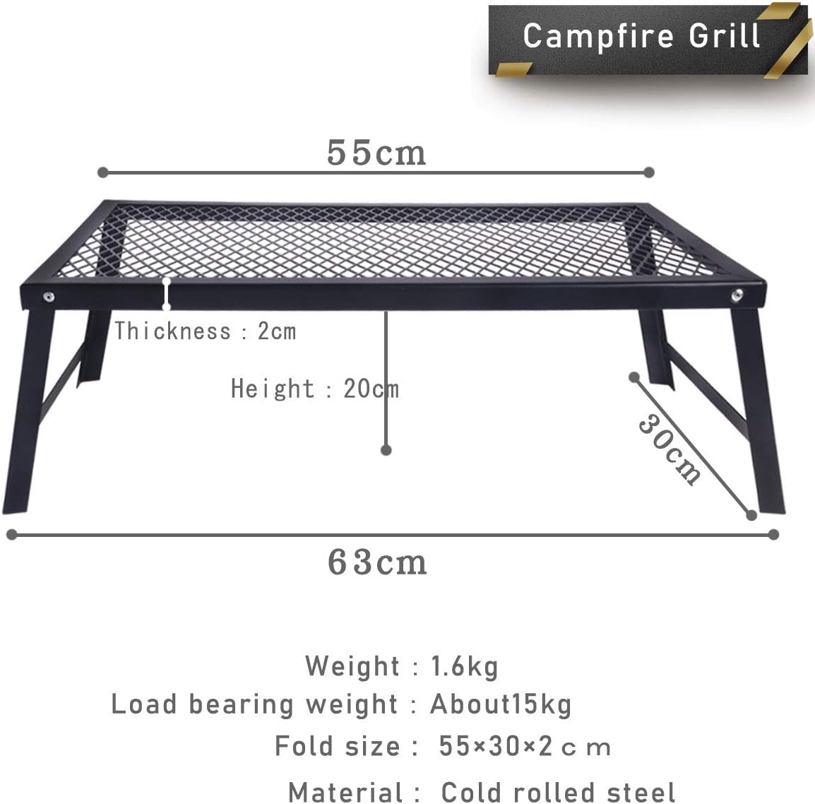 Folding Heavy Duty Campfire Grill 55cm x 30cm M210240