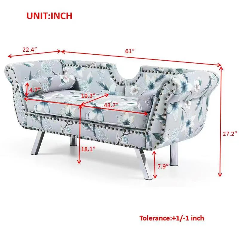 Modern Velvet Loveseat Sofa with Removable Cushion Metal Legs F170