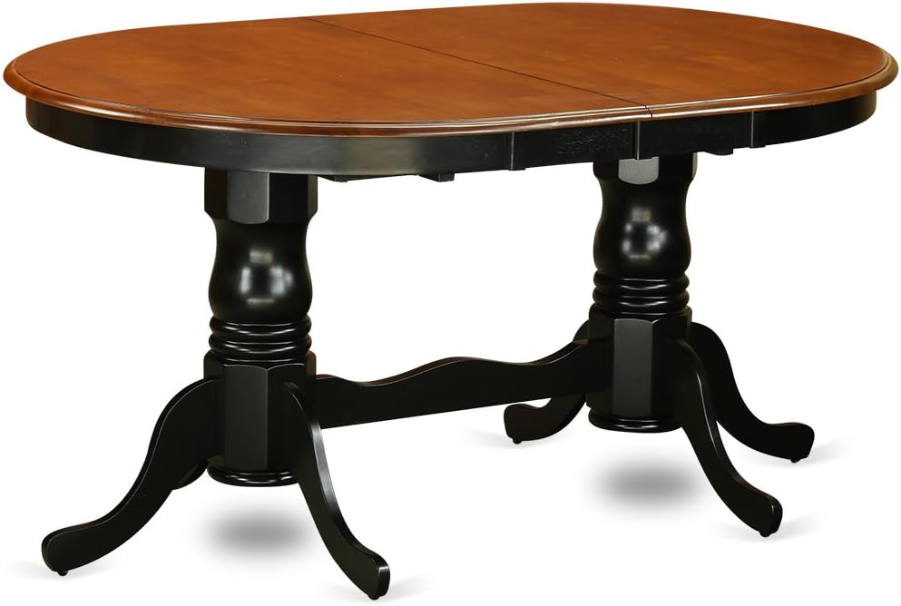 7 Piece Oval Dining Table with Butterfly Leaf and 6 Wood Seat Chairs, Black & Cherry U466