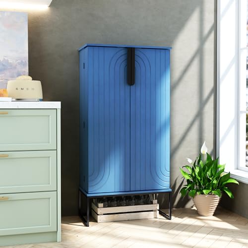 Blue Pantry Cabinet with Adjustable Shelves H280