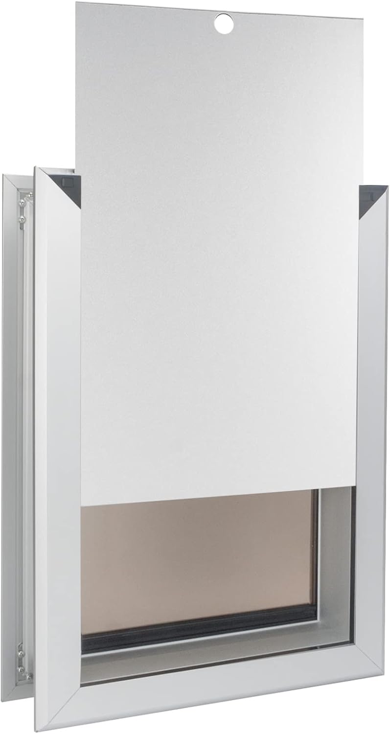 Large Pet Door Aluminum Dog Door Cat Door with Slide-in Lock Panel and Magnetic Flaps K2278