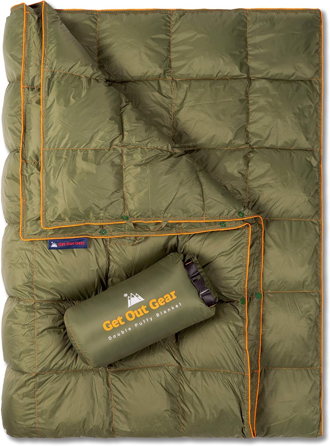 Double Puffy Camping Blanket Water-Resistant Camp Quilt Blue Red O43543