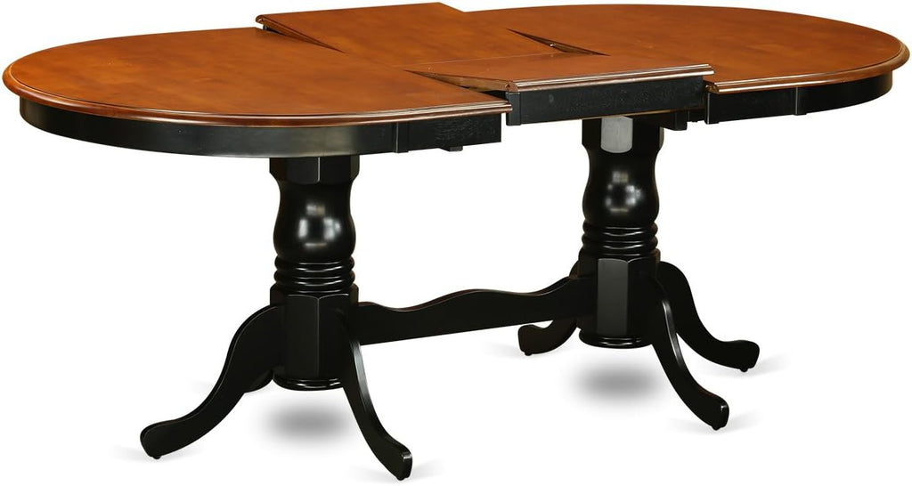 7 Piece Oval Dining Table with Butterfly Leaf and 6 Wood Seat Chairs, Black & Cherry U466