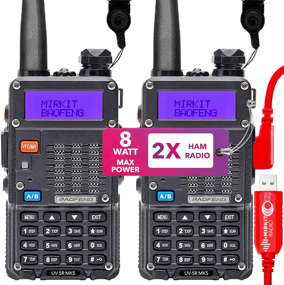 2X 8 Watt Max Power Ham Radios with 1800 mAh Li-ion Battery and Programming Cable C428