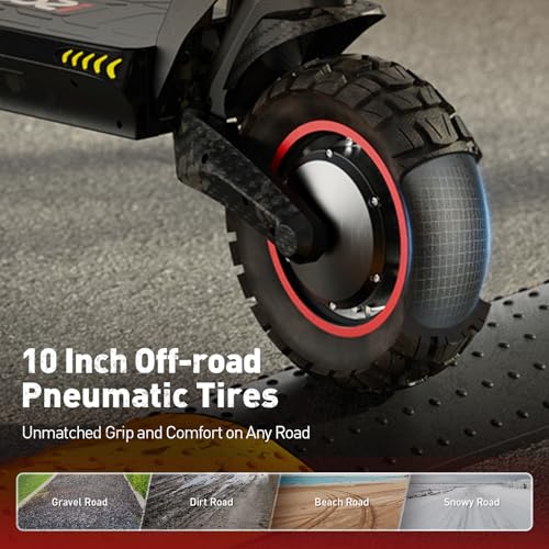 Electric Scooter with 28/38 MPH Top Speed, 40/50 Miles Range, 10/11" Offroad Pneumatic Tires, Foldable E44048