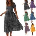 Womens Flowy Short Sleeve Empire Waist Smocked Dress E988