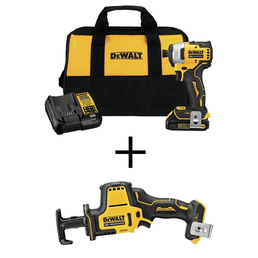 20-Volt Max Li-ion Brushless Cordless Compact 1/4 in. Impact Driver Kit with 20-V Compact Recip Saw J292891