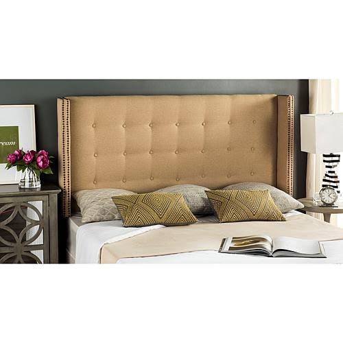 Navy Linen Tufted Winged Headboard Queen G359