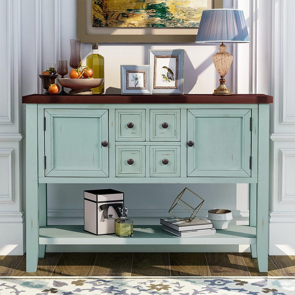 Solid Wood Console Table with 3 Drawers, 2 Cabinet and 1 Shelf G813