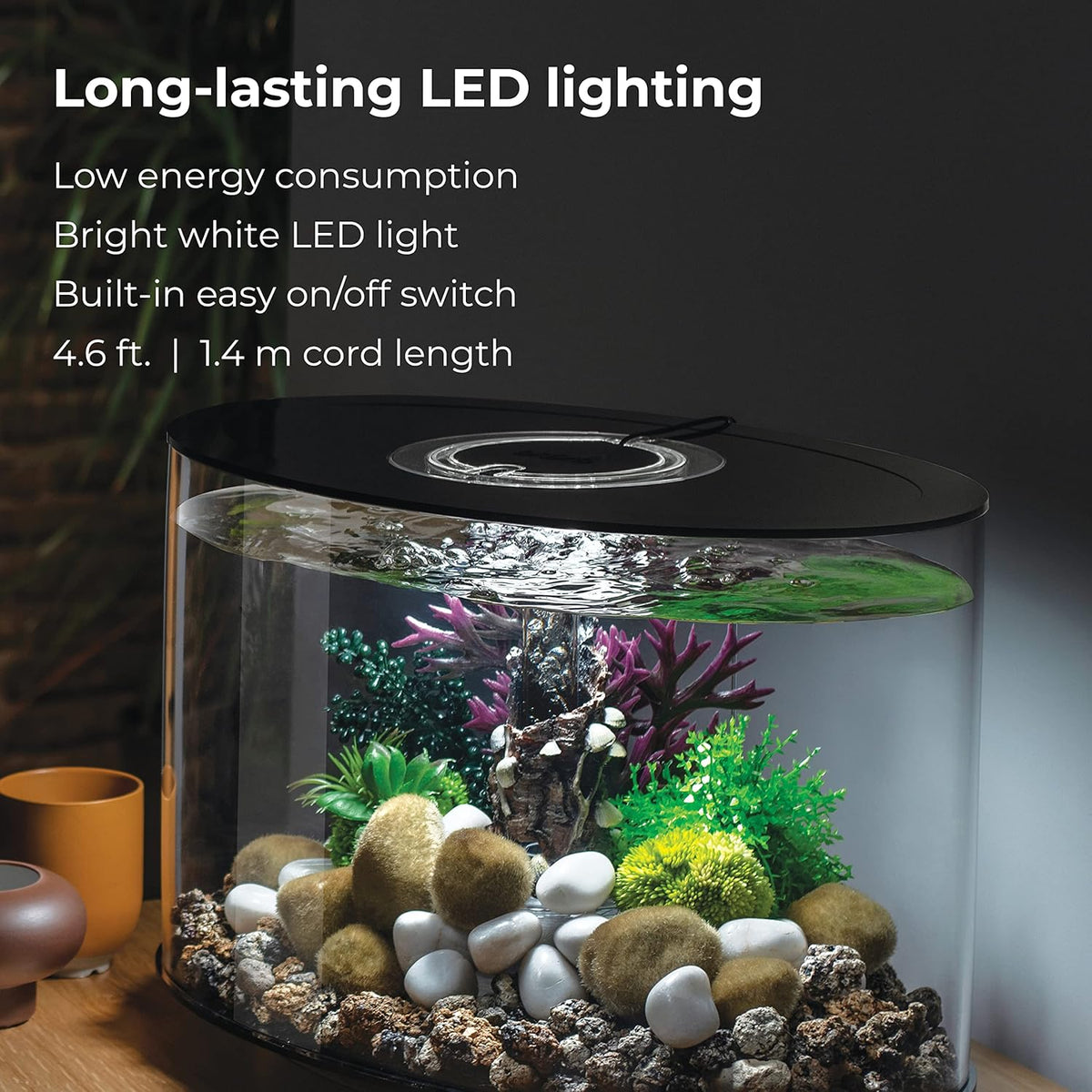 4-gallon Acrylic Aquarium with White LED Lights I15649