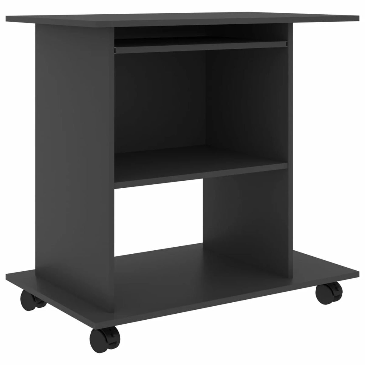 Gray Computer Desk with Keyboard Tray and CPU Tower 31.5 x 19.7 x 29.5 Inches N723