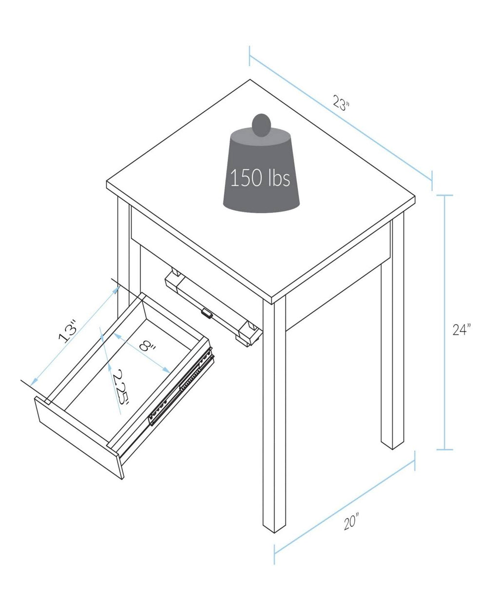 Brown End Table with Concealed Drawer W2775