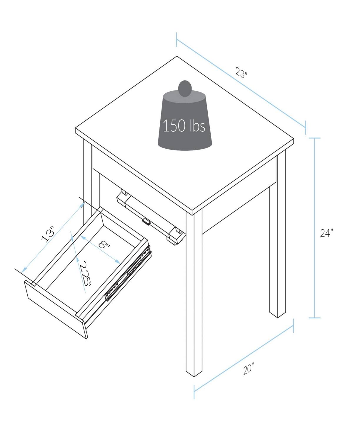Brown End Table with Concealed Drawer W2775