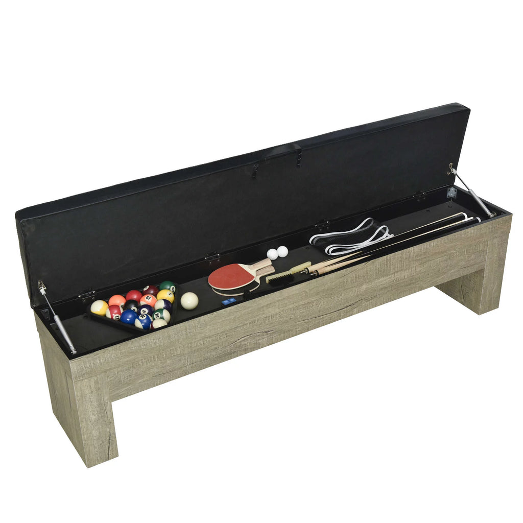 Rustic Gray 7-ft Pool Table Combo Set with Benches U2316