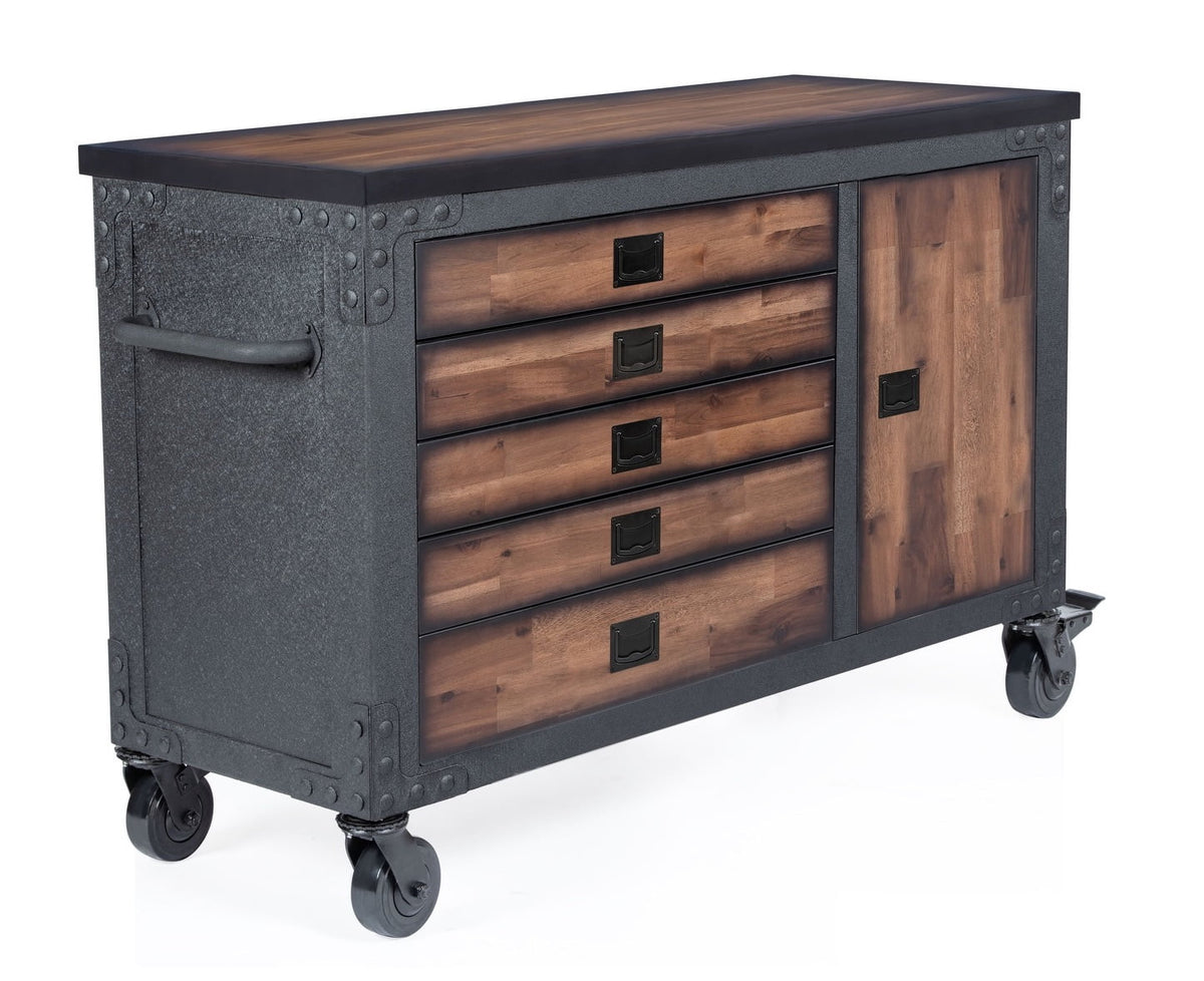48 in. 5-Drawers Rolling Tool Chest with Wood Top A375