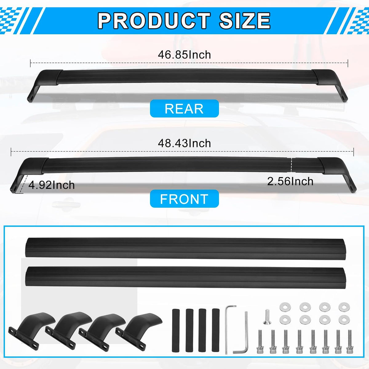 220LBS Aluminum Roof Rack Cross Bars X77462
