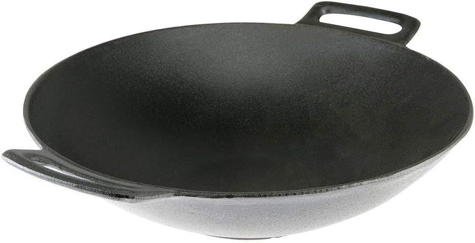 Cast Iron Wok with 2 Handles Black Q8867