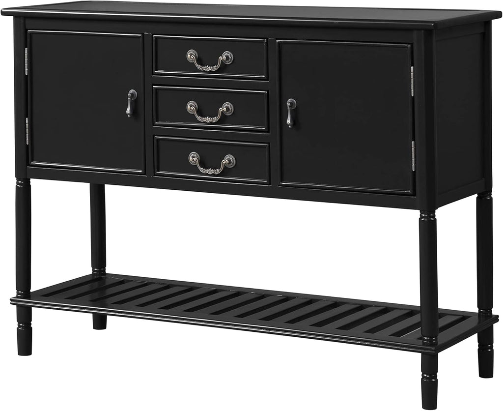 Solid Wood Console Table with 3 Drawers, 2 Cabinet and 1 Shelf G813